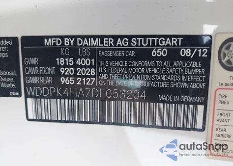 2013 Mercedes-Benz Slk 250 from USA, damaged, VIN WDDPK4HA7DF053204